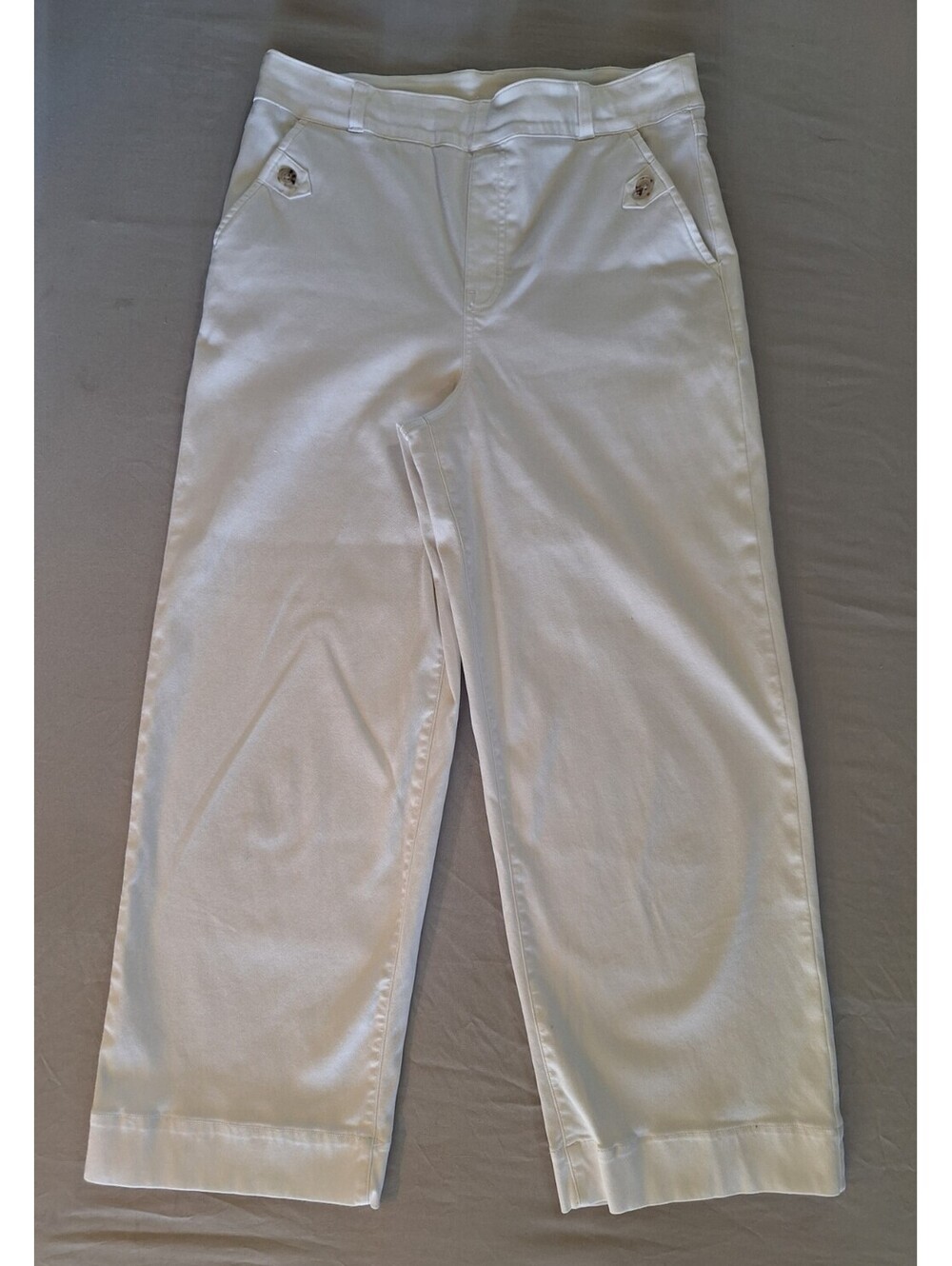 SPANX Stretch Twill Cropped Wide Leg Pant White Large